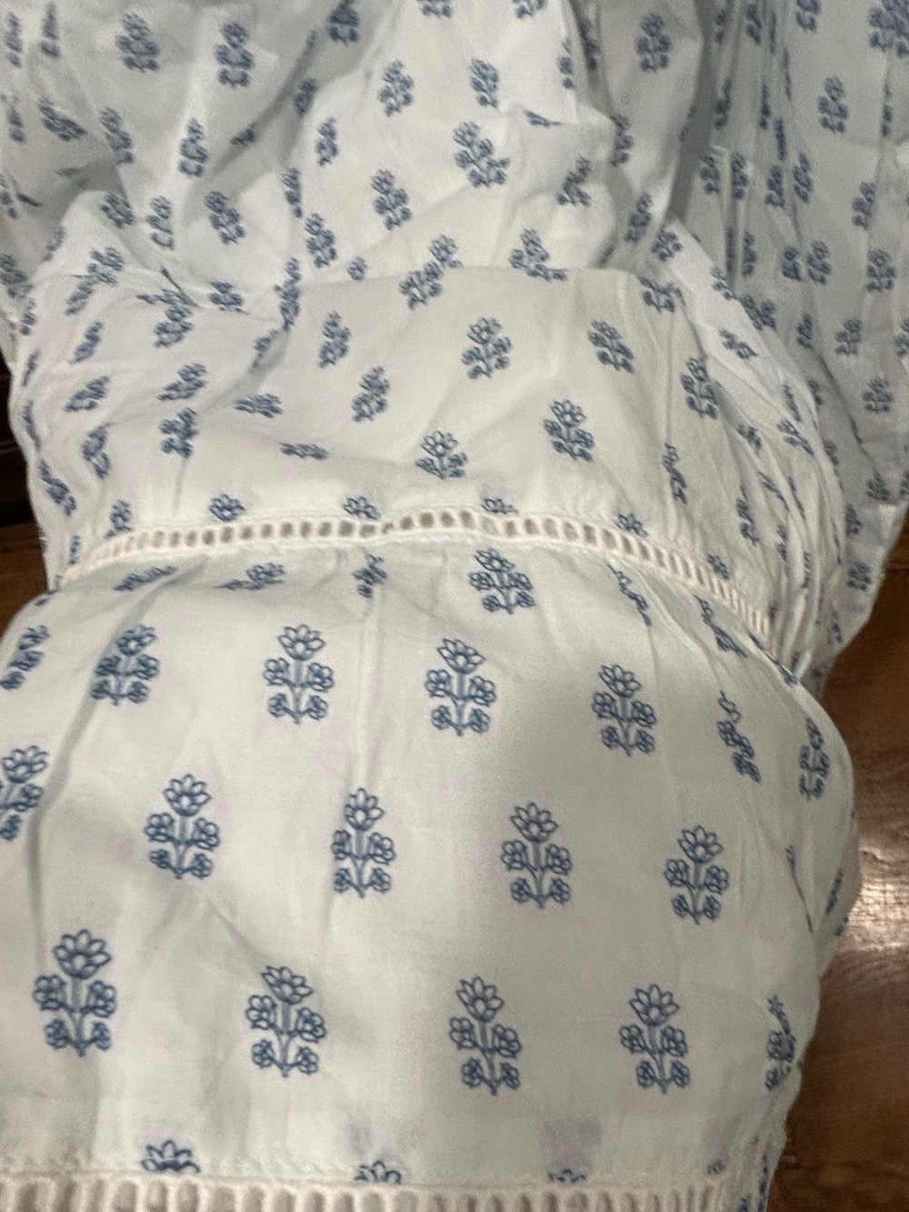 eShakti Cotton Dress NWOT blue Indian floral block print maxi voile-lined 16w - Picture 8 of 16